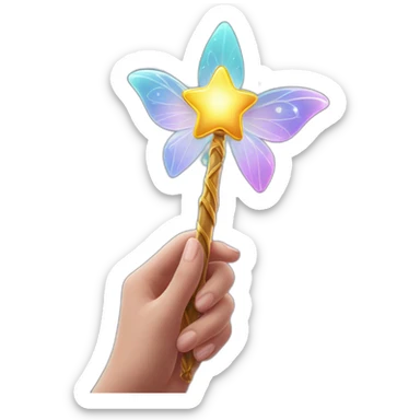 magic wand in the hands of a fairy sticker