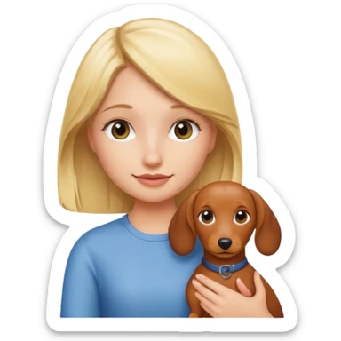 Blonde girl holding dachshund emoji sticker  sticker