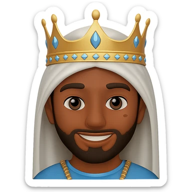 Make the man tanned, add a slight dark beard, and a mole on the left side of his face, with no background. Maintain the original style and details of the image. sticker