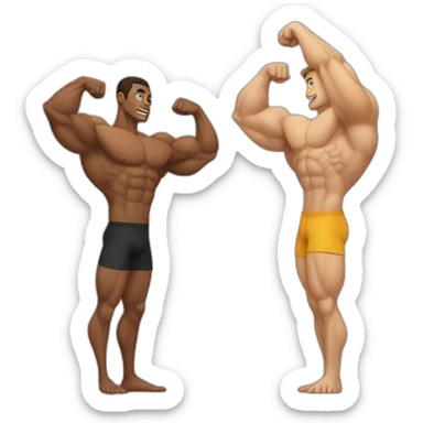 one muscular anm and one skinny arm sticker