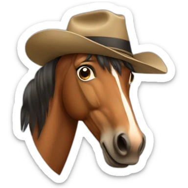 Confused horse with hat sticker