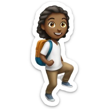 a white-skin student making a step downstairs sticker