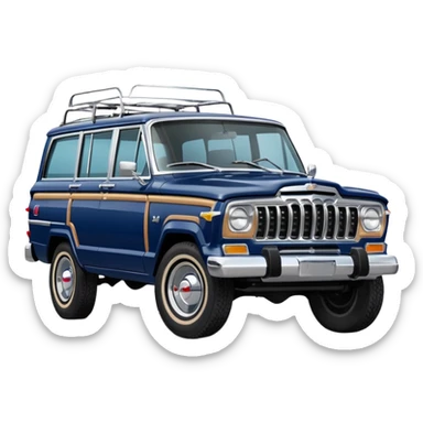 vintage navy blue jeep wagoneer suv (the hood turned to the right) sticker