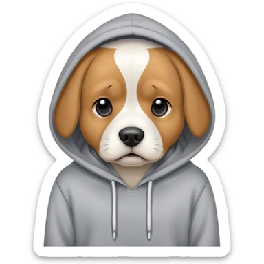 Sad dog wearing hoodie  sticker