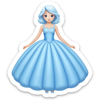 The bubble dress is typically a voluminous ball gown, designed to make Glinda look like she’s literally floating in a bubble. It features:  Pale blue or shimmering white-blue hues (in Ariana Grande’s movie version, it’s a soft, cotton-candy blue). sticker