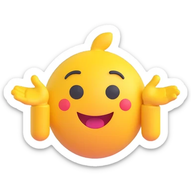 A classic yellow round emoji-style face using both hands to point at itself, with a proud or playful expression. The gesture clearly means "me" or "myself". Simple cartoon style on a clean background sticker