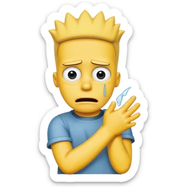 bart simpson with cuts on his wrists crying sticker
