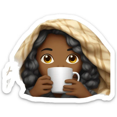 girl inside a blanket sipping coffee eyes closed sticker