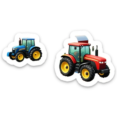 An icon showing tractors in a colorful rural landscape, inspired by Farming Simulator 22. The design features vibrant fields, barns, and crops under a bright sky, with tractors working the land. The peaceful and immersive farming environment is highlighted with a transparent background sticker