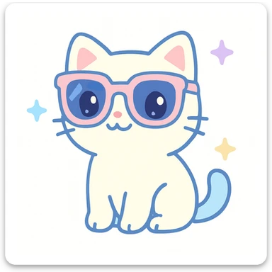 cat wearing sunglasses, cute and cheerful sticker