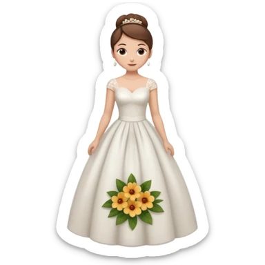 Chica blanca, ojos marrones,vestida novia, cuerpo entero, pelo castaño  recogido chirimbolos sticker