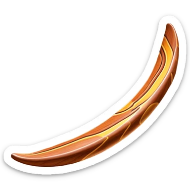 Cinematic Realistic image of a classic boomerang, rendered with detailed wood grain textures and vibrant colors, set against a sunlit outback landscape that emphasizes its iconic Australian heritage sticker