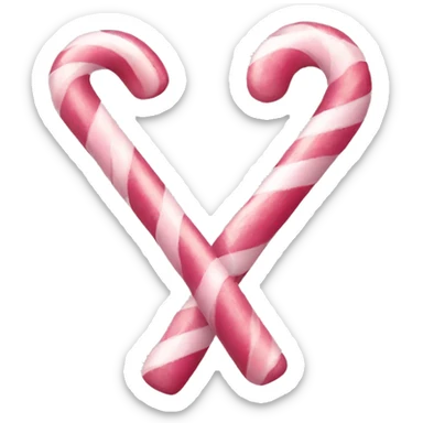 two dusty pink hearts with two candy canes crossed  sticker