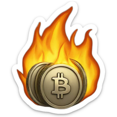 Burning BTC coin sticker