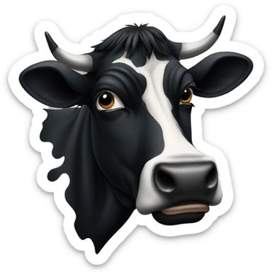 black cow facepalm sticker