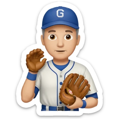 Middle aged Baseball Coach with whistle and a baseball glove sticker