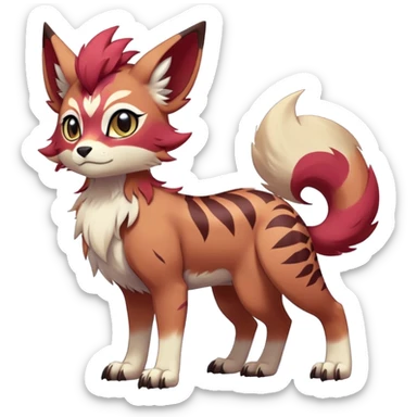 Male edgy cute cool exotic anime-styled Falvie-Fionbri-fantasy-creature-fursona-Fakémon-Pokémon, full body, with markings sticker