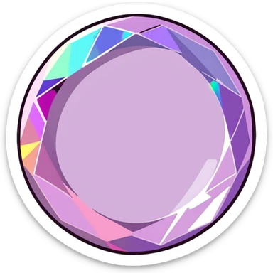 Round cut kunzite gemstone with holographic rainbow reflections, pink-purple crystal gem with brilliant facets sticker