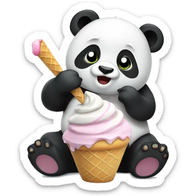 Panda eating ice cream sticker