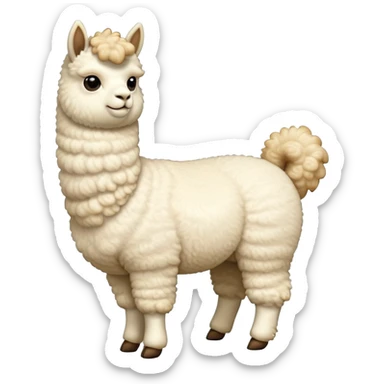 cinematic-[cream alpaca]-realistic-full-body-standing-emoji,-tail-flicking-lazily,-head-tilted-dramatically,-curly-[cream]-fur,-simplified-yet-realistic-focused-features,-highly-detailed,-glowing-with-an-almost-sarcastic-glow sticker