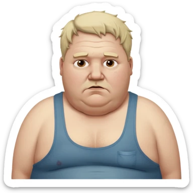 extremely morbidly obese middle aged white man in wifebeater with  dirty appearance. His hair is very greasy and he looks lazy and uncaring sticker