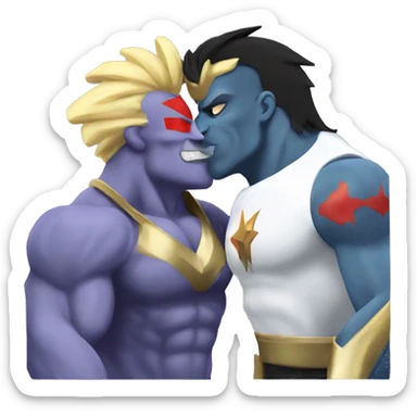 Machamp kissing Johnny Bravo sticker