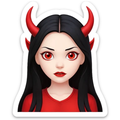 long hair devil girl with shirt sticker