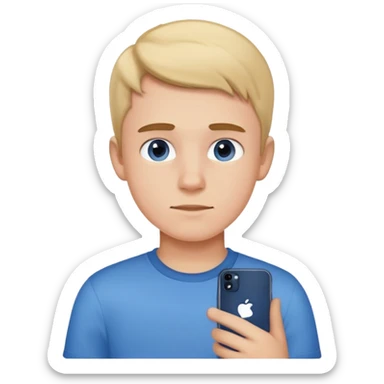 boy in blue shirt indoors iPhone emoji quality  sticker