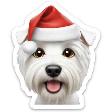 westie dog wearing santa hat sticker