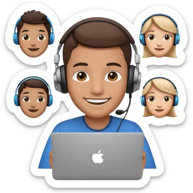 video meeting via laptop smiling person  sticker