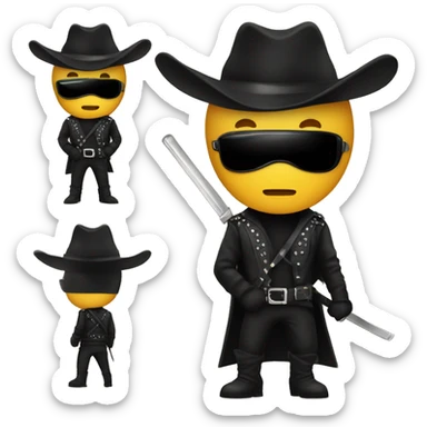 Zorro animal emoji con chaqueta de cuero estilo rockero y cabello largo  sticker
