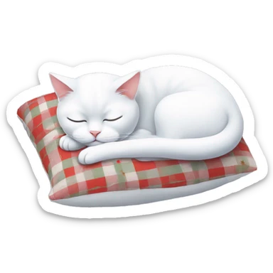 Christmas white cat sleeping on a pillow  sticker