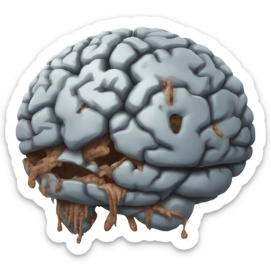 rotting, shriveling, dried up brain emoji sticker