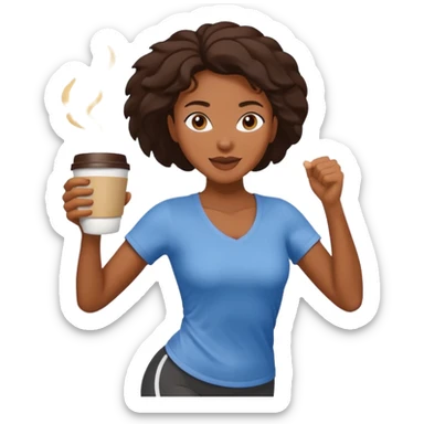 Morning Coffee Runner black woman  sticker