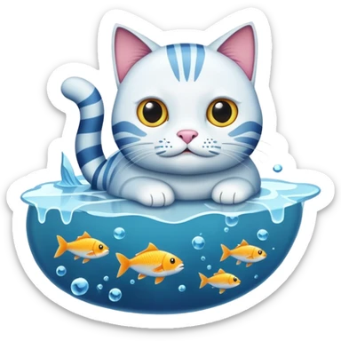 cat fish iceberg  sticker