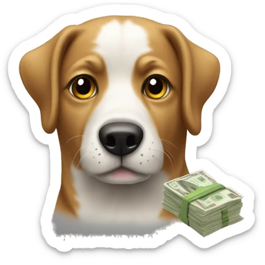Dog with cash sticker
