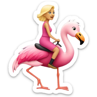 Older blonde woman riding flamingo sticker