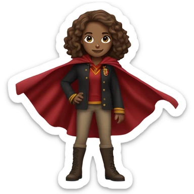 Hermione granger, figure with cape gryffindor sticker