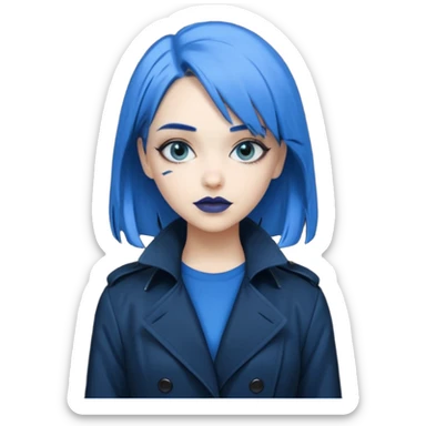 i want an emoji of a cool barb girl that likes blue, a techie girl that is like a matrix character sticker