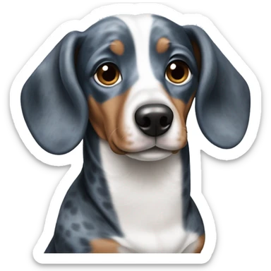 Blue and black and white dapple weiner dog sticker
