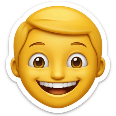 Emoji padrão preto com aparelho dentário com os dentes a mostra bem amarelo sticker
