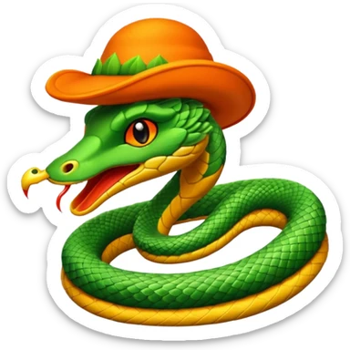 snake with orange feathered hats sticker