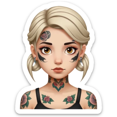 girl with face tattoos, neutral expression sticker
