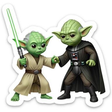 yoda from star wars  fighting Darth vader with light sabre sticker