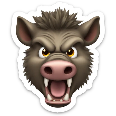 anthropomorphic wild boar angry sticker