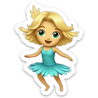 little blonde girl dancing in a bird costume sticker