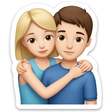 Boy and girl hug sticker