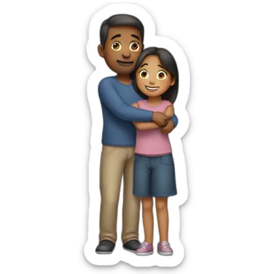 A girl hugs her parents sticker