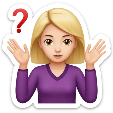 girl shrugging with 6 over one hand and 7 over the other hand sticker