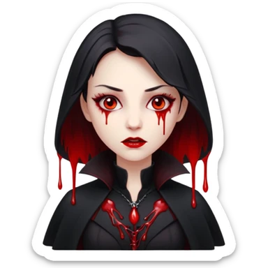 Women Vampire with black coat dress and eyes should be red with blood sticker